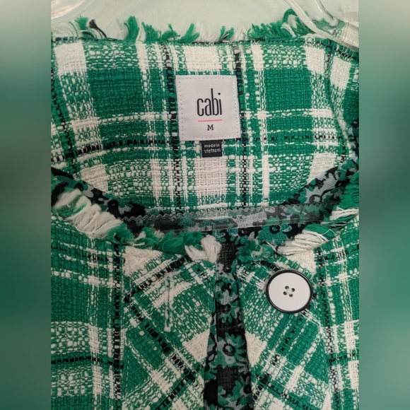 Cabi Jacket Sophia Green Plaid Tweed Button Up Library Blazer Medium Style 5653 - Picture 2 of 10